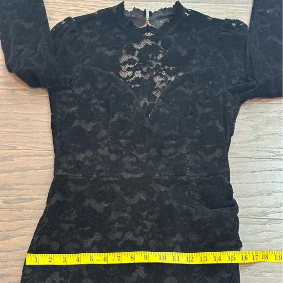 SAYLOR Kacey Black Velvet Lace Asymmetric Open Back Mini Dress Size Small - Picture 12 of 14